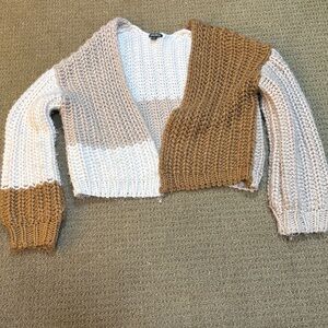 Wild Fable Cream and Brown Knit Cardigan